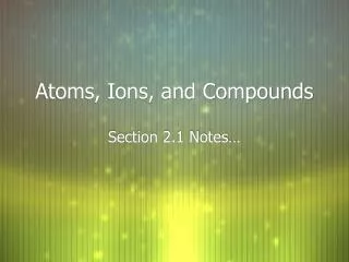 Atoms, Ions, and Compounds