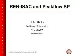 REN-ISAC and Peakflow SP