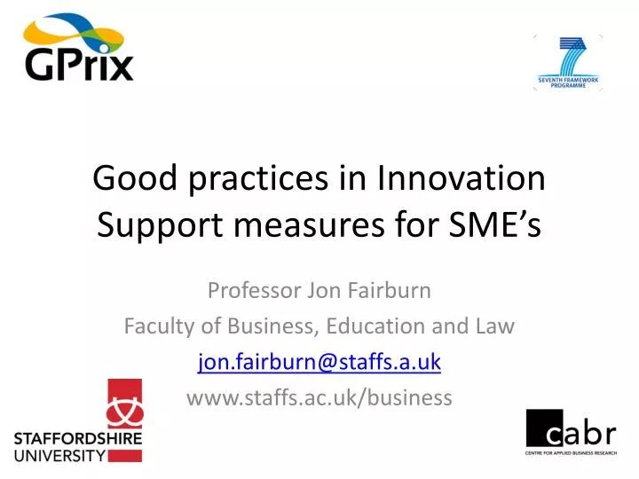 good practices in innovation support measures for sme s