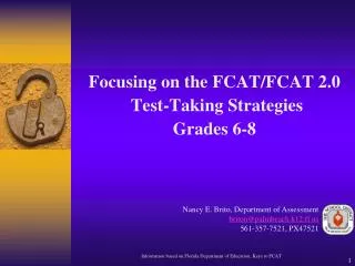 Focusing on the FCAT/FCAT 2.0 Test-Taking Strategies Grades 6-8