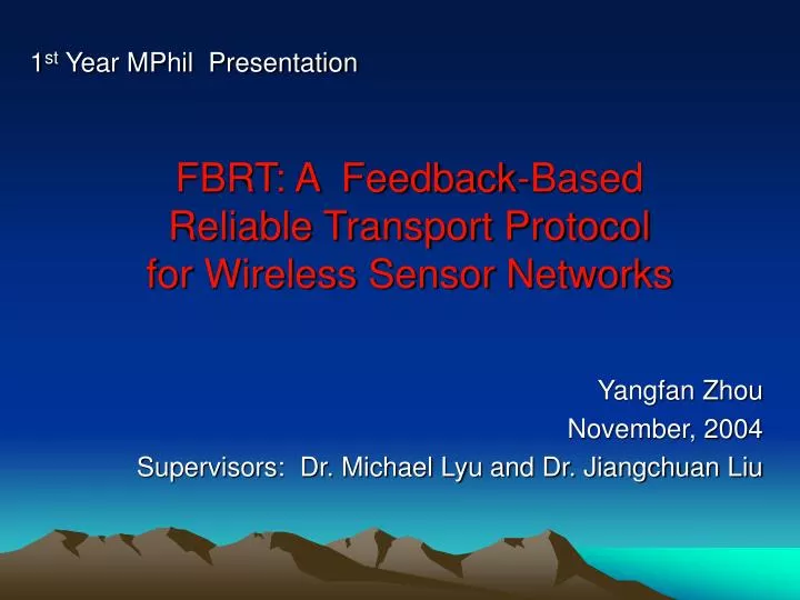 fbrt a feedback based reliable transport protocol for wireless sensor networks