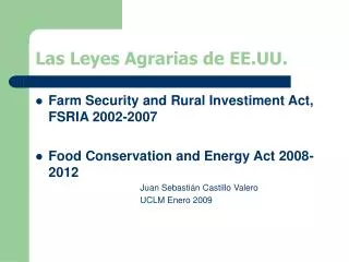 las leyes agrarias de ee uu