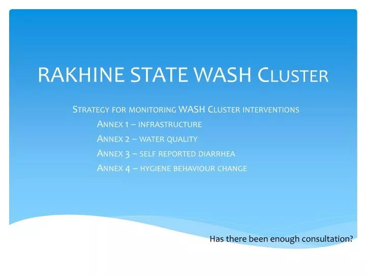 rakhine state wash cluster