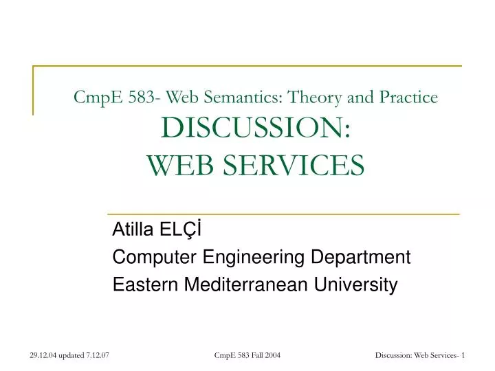 cmpe 583 web semantics theory and practice discussion web services