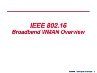 IEEE 802.16 Broadband WMAN Overview