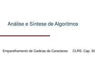 an lise e s ntese de algoritmos
