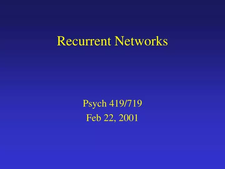 recurrent networks