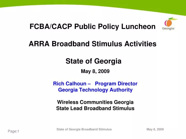 fcba cacp public policy luncheon arra broadband stimulus activities state of georgia