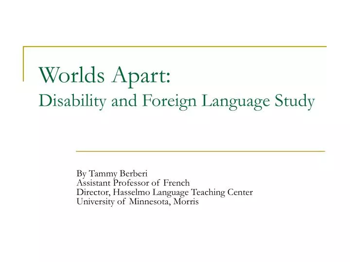 worlds apart disability and foreign language study