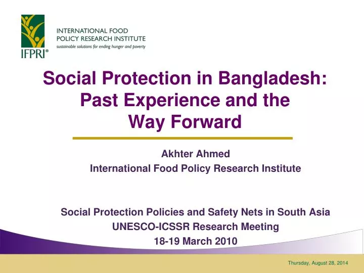 social protection in bangladesh past experience and the way forward