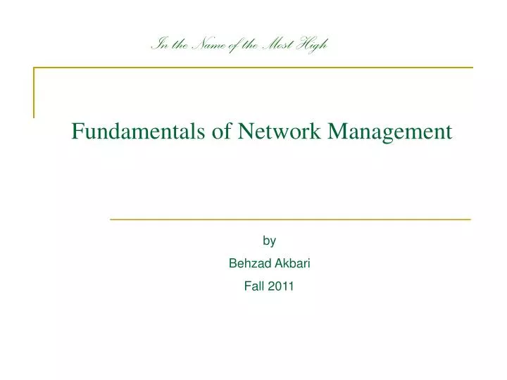 fundamentals of network management