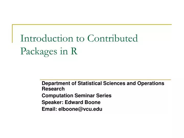 introduction to contributed packages in r