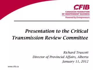 Presentation to the Critical Transmission Review Committee