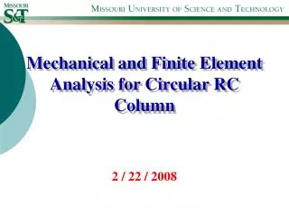 Mechanical and Finite Element Analysis for Circular RC Column
