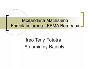 mpitandrina matihanina famelabelarana fpma bordeaux