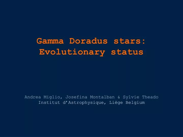 gamma doradus stars evolutionary status