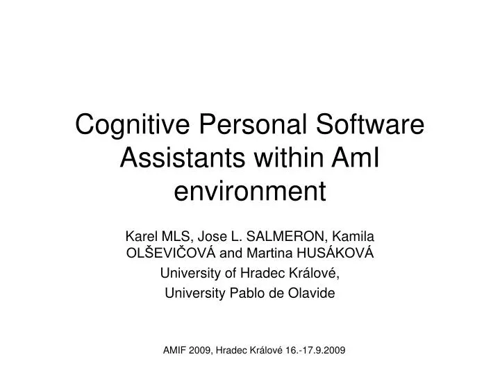cognitive personal software assistants within ami environment