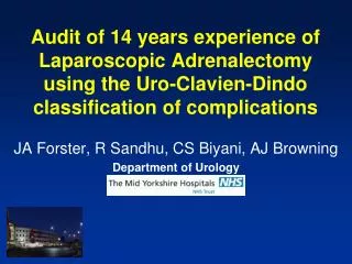 JA Forster, R Sandhu, CS Biyani, AJ Browning Department of Urology