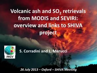 Volcanic ash and SO 2 retrievals from MODIS and SEVIRI: overview and links to SHIVA project