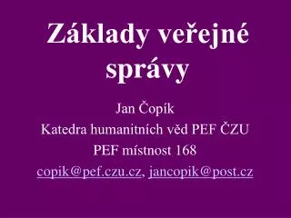 z klady ve ejn spr vy