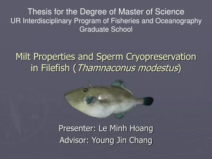 milt properties and sperm cryopreservation in filefish thamnaconus modestus