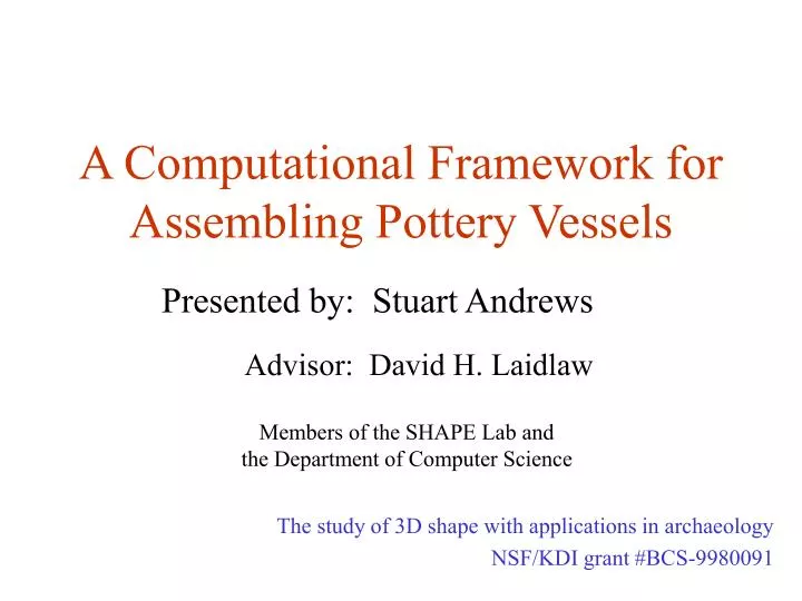 a computational framework for assembling pottery vessels