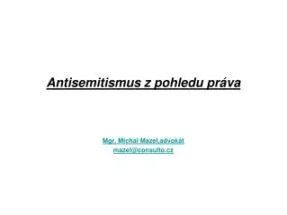 Antisemitismus z pohledu práva