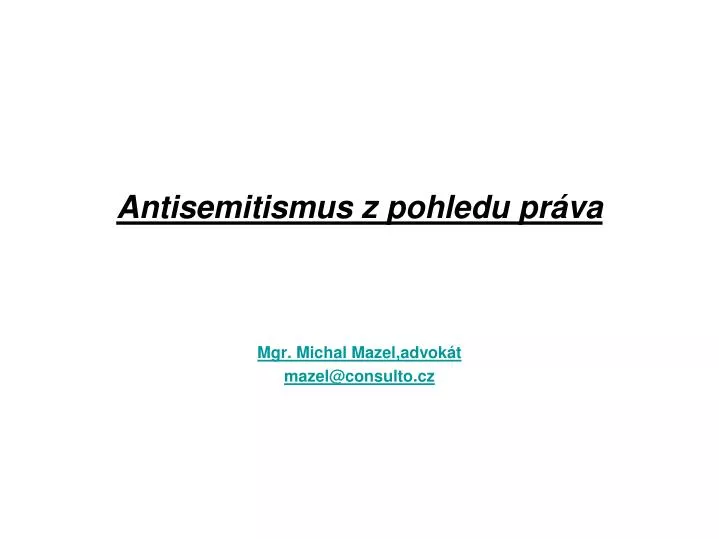 antisemitismus z pohledu pr va