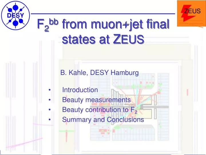 f 2 bb from muon jet final states at z eus