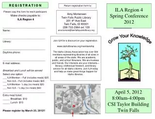 April 5, 2012 8:00am-4:00pm CSI Taylor Building Twin Falls
