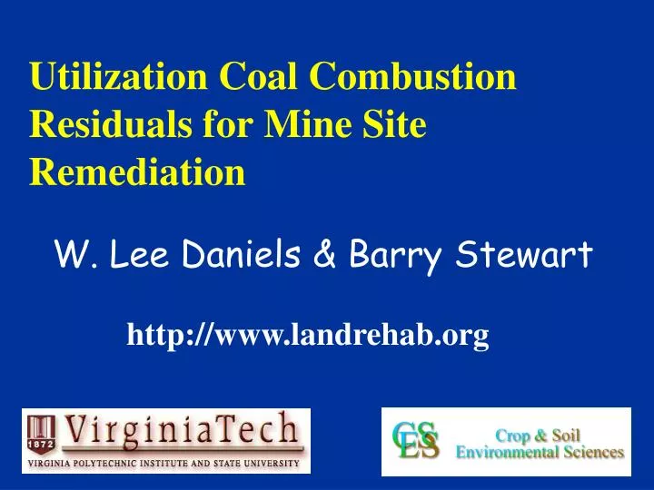 utilization coal combustion residuals for mine site remediation