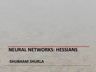 Neural Networks: Hessians