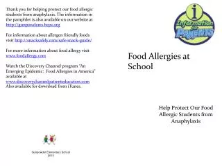 Help Protect Our Food Allergic Students from Anaphylaxis