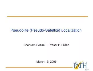 Pseudolite (Pseudo-Satellite) Localization