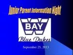 Junior Parent Information Night: College Planning Agenda (Sept 25, 2013) - slide 1