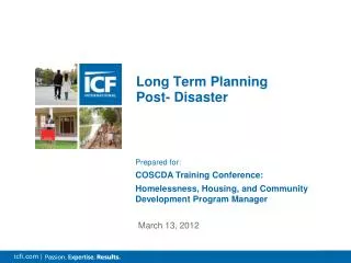 Long Term Planning Post- Disaster