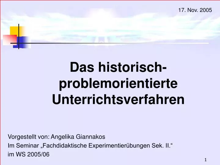 das historisch problemorientierte unterrichtsverfahren