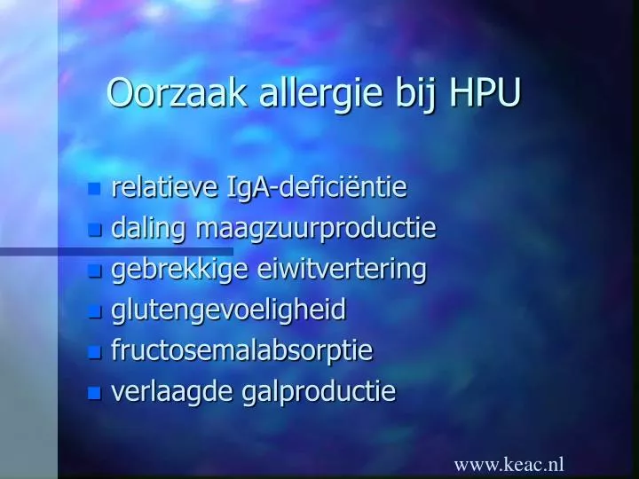 oorzaak allergie bij hpu