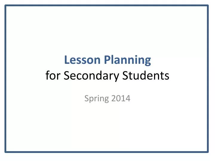 lesson planning for secondary students