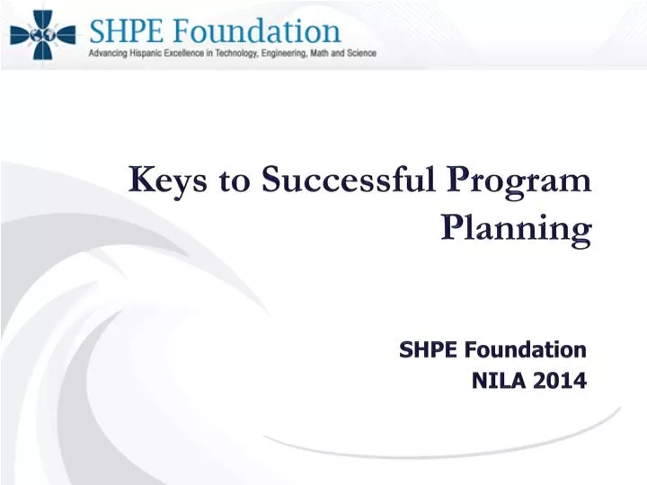keys to successful program planning