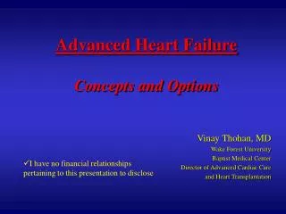 Advanced Heart Failure Concepts and Options