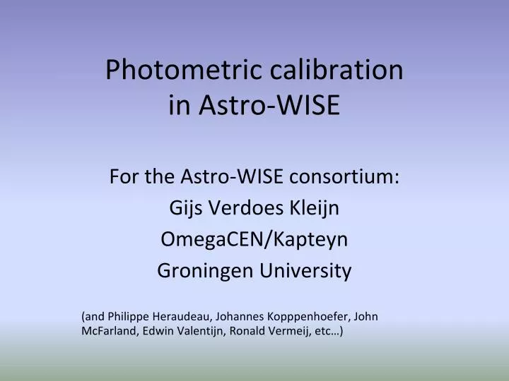 photometric calibration in astro wise