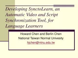 Developing SynctoLearn, an Automatic Video and Script Synchronization Tool, for Language Learners