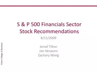 S &amp; P 500 Financials Sector Stock Recommendations