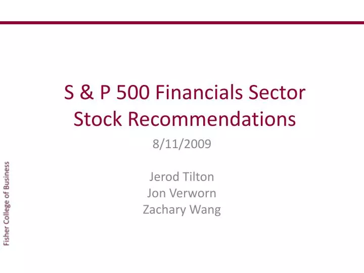 s p 500 financials sector stock recommendations