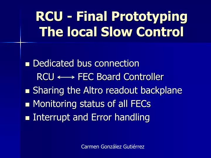 rcu final prototyping the local slow control
