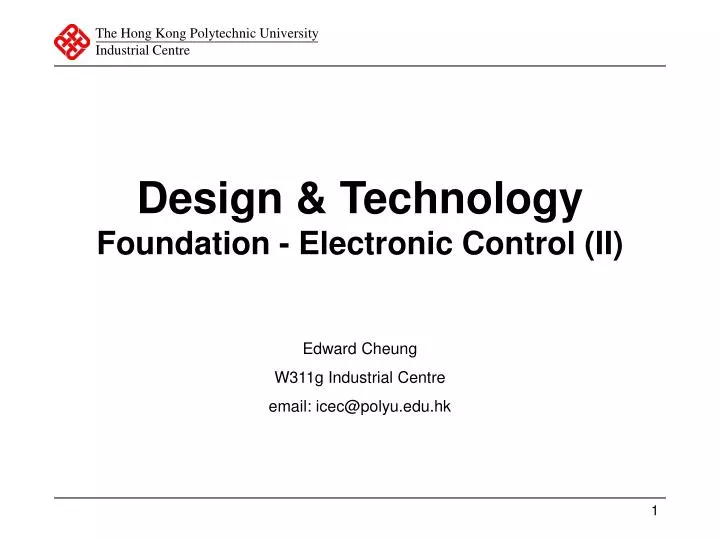 design technology foundation electronic control ii