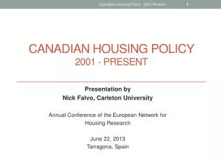 Canadian housing policy 2001 - present