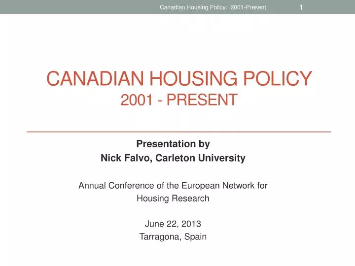 canadian housing policy 2001 present