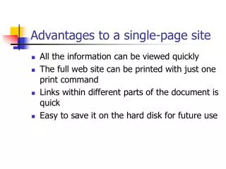 Advantages to a single-page site